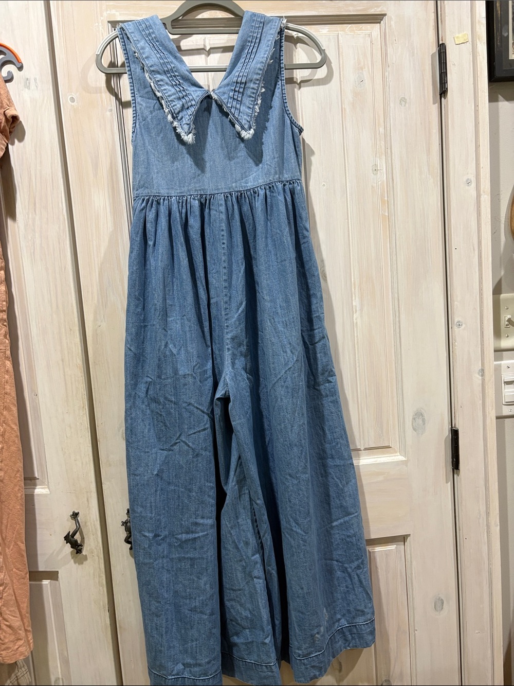 Free People' Light Blue Denim Jumper Jumpsuit